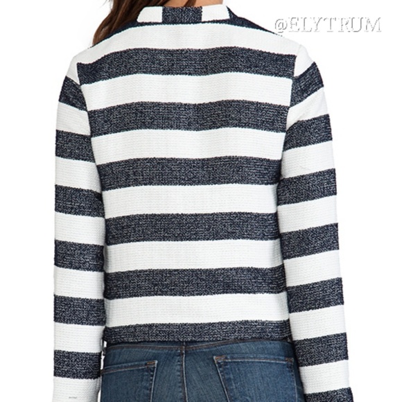 Splendid knit navy and white boxy stripe jacket - Picture 2 of 5